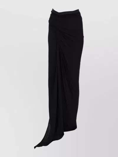 RICK OWENS ANTHEM DRAPED HIGH WAIST WRAP MAXI SKIRT