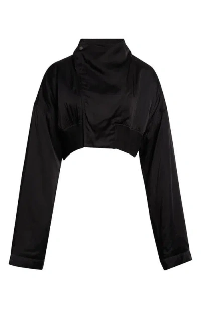 Rick Owens Anthem Flight Crop Jacket In Black
