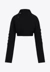 Rick Owens Womens Black Anthem Flight Cropped Woven Jacket In Black
