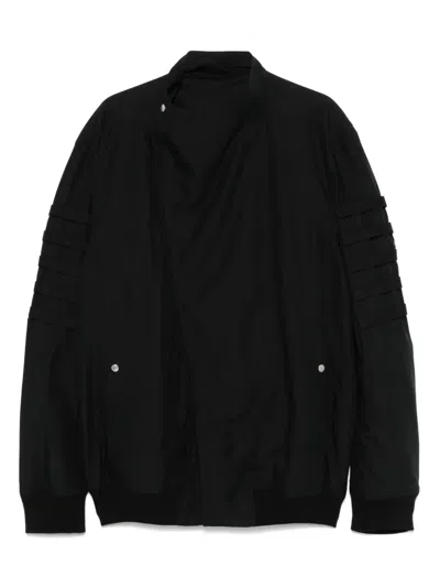 Rick Owens Anthem Asymmetric Ripstop Jacket In ブラック