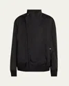 Rick Owens Anthem Jacket With Rounded Funnel Neck And Off-centre Zipper In Black