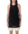 Rick Owens Relaxed-fit Black Tank Top With Unique Draping In Black