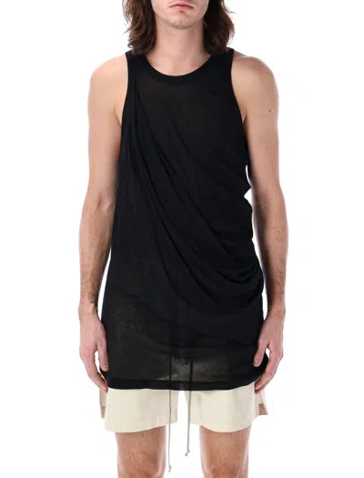 Rick Owens Relaxed-fit Black Tank Top With Unique Draping