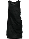 Rick Owens Draped Neck Sheer Sleeveless Top In Black