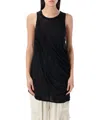 Rick Owens Draped Neck Sheer Sleeveless Top In Black