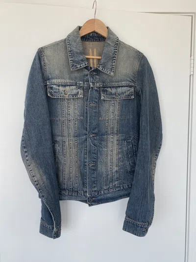 Pre-owned Rick Owens Archive Denim Trucker Jacket Early 2000s In Faded Blue