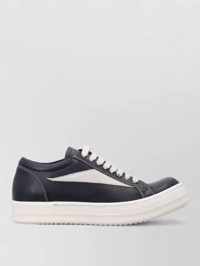 Rick Owens Archive Leather Low Top Sneakers Rubber Sole In Black