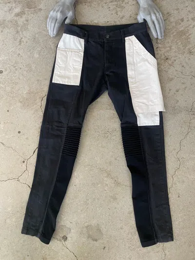 Pre-owned Rick Owens Archive  Denim And Stretch Paneled Fitted Pants In Black