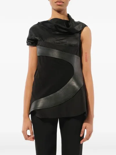 Rick Owens Arc-shaped Hemline Top In Black