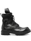 Rick Owens Leather Combat Boots In Black