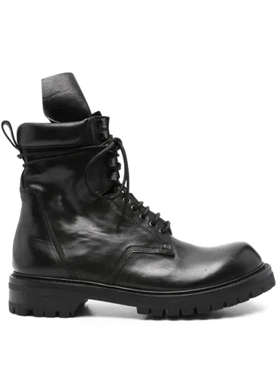 Rick Owens Army Biker Boots In Black