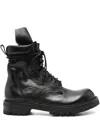 Rick Owens Leather Combat Boots In Black