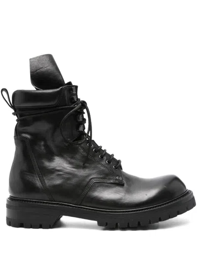 Rick Owens Army Biker Boots In Black