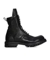 Rick Owens Leather Combat Boots In Black