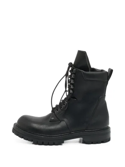 Pre-owned Rick Owens Army Combat Boots In Black