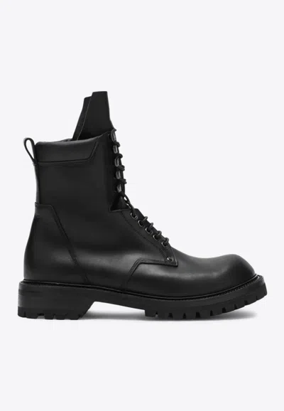 Rick Owens Army Lace-up Ankle Boots In Black