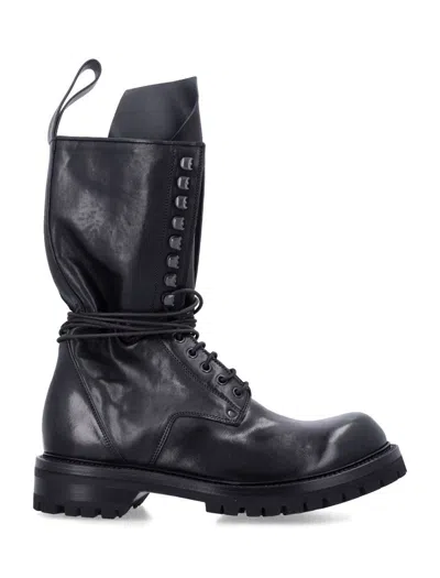Rick Owens Army Laced Boot In Black