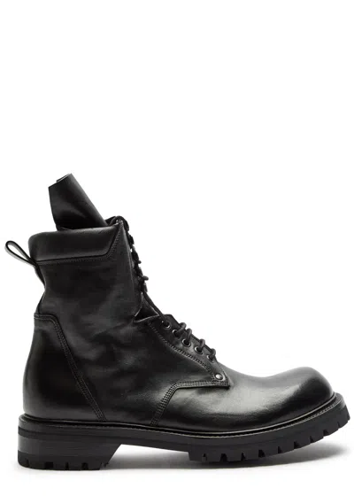 Rick Owens Army Leather Chunky Sole Low Boot In Black