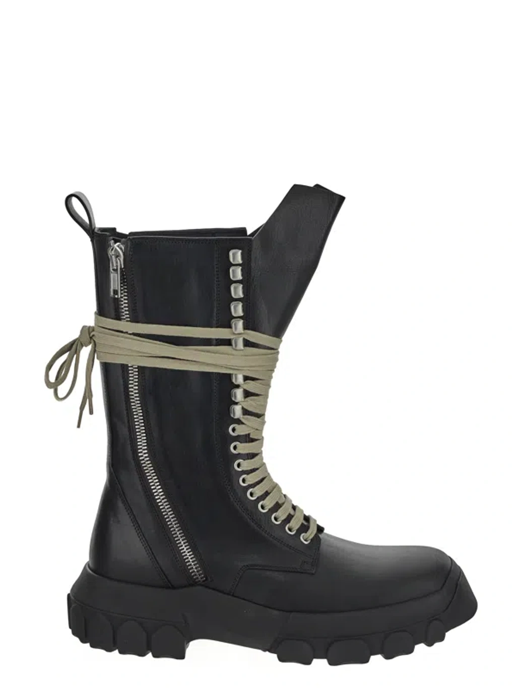 Rick Owens Black Army Tractor Leather Boots | ModeSens
