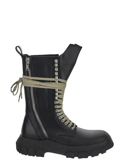 Rick Owens Army Tractor Zipped Boots In Black
