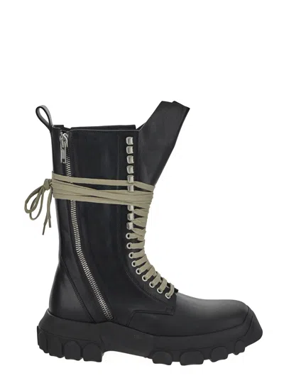 Rick Owens Black Army Tractor Leather Boots