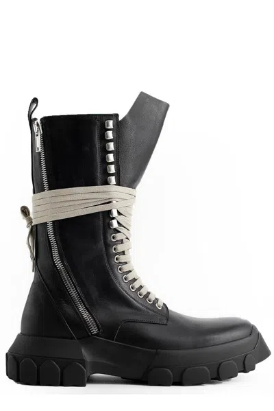 Rick Owens Army Tractor Zipped Boots In Black