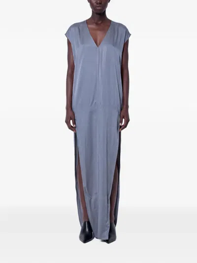 Rick Owens Arrowhead V-neck Side-slit Maxi Dress In Brown