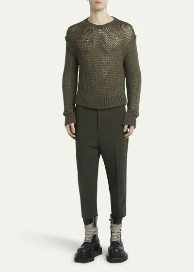Rick Owens Astaire Cropped Trouser In Forest In Green