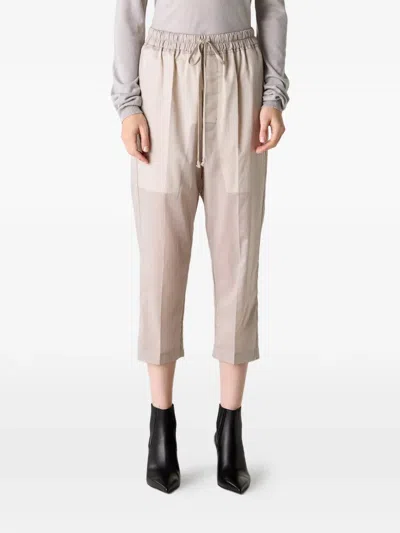 Rick Owens Astaires Cropped Drawstring Trousers In Neutral