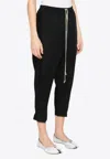 Rick Owens Womens Black Astaires Drawstring Crop-leg High-rise Wool Trouser In Black