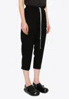 Rick Owens Womens Black Astaires Drawstring Crop-leg High-rise Wool Trouser In Black