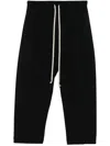 Rick Owens Womens Black Astaires Drawstring Crop-leg High-rise Wool Trouser In Black