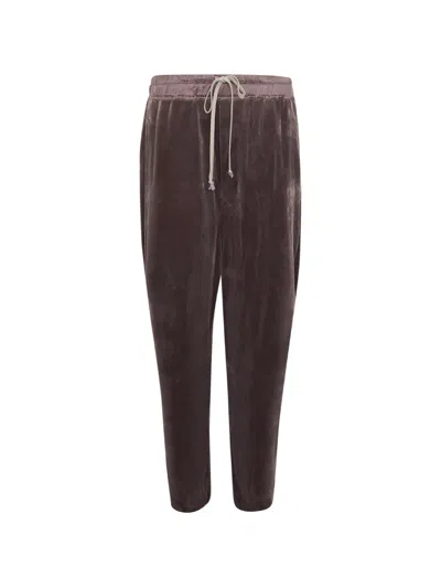 Rick Owens Astaires Velvet-texture Drawstring Track Pants In Purple