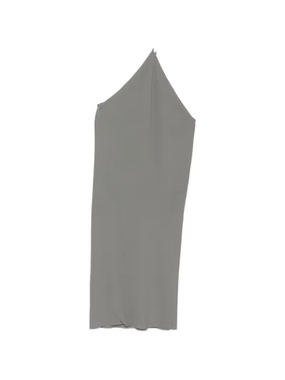 Rick Owens Asymmetric Bias-cut Dress In Gray