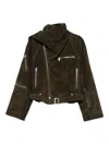 Rick Owens Asymmetric Biker Jacket In Brown