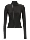 Rick Owens Asymmetric Black Stretch Leather Jacket In Black