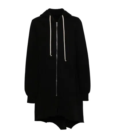 Rick Owens Asymmetric Cotton Zipped Hoodie In Black