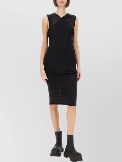 RICK OWENS ASYMMETRIC CROSSOVER TOP SHEER PANEL