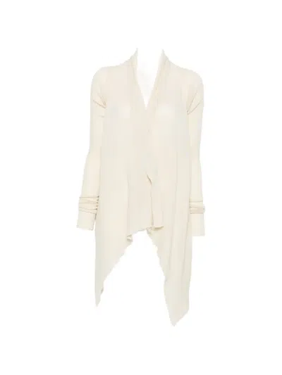 Rick Owens Virgin Wool Cardigan With Long Sleeves And Loose Fit In Neutral