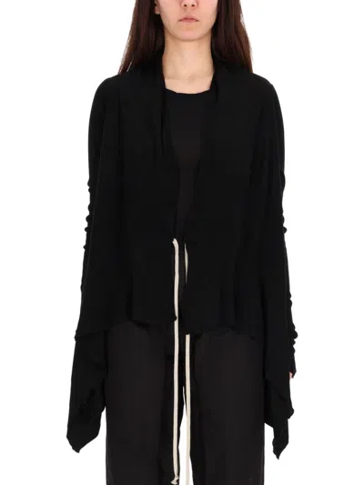 Rick Owens Asymmetric Draped Cardigan In Black