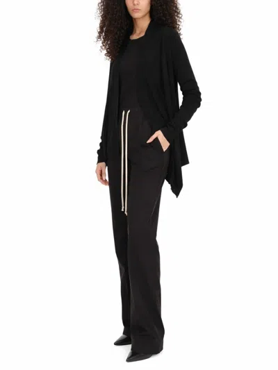 Rick Owens Asymmetric Draped Cardigan In Black