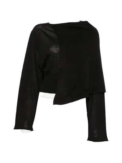 Rick Owens Asymmetric Draped Sweater In Black