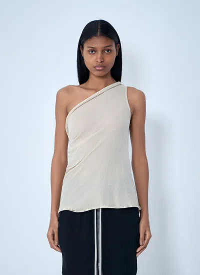 Rick Owens Asymmetric Draped T-shirt In White
