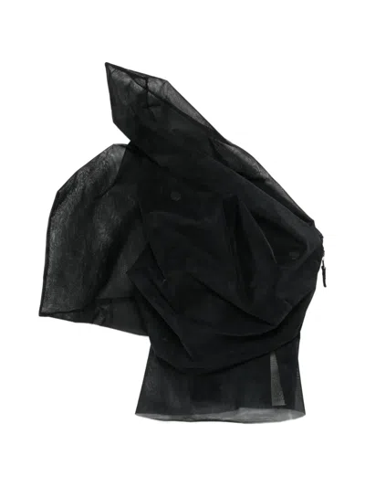 Rick Owens Asymmetric Draped Top In Black