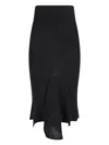 Rick Owens Asymmetrical Midi Skirt In Wool In Black