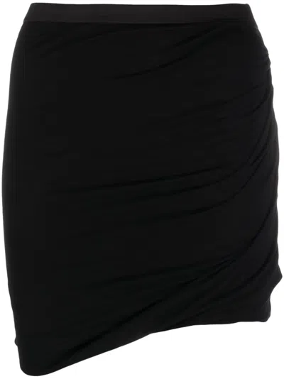 Rick Owens Asymmetric Fitted Skirt In Black
