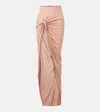 Rick Owens Asymmetric Gathered Jersey Maxi Skirt
