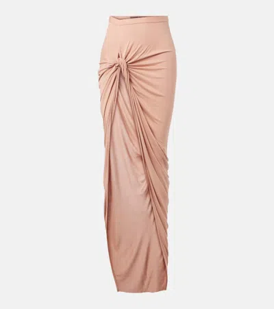 Rick Owens Asymmetric Gathered Jersey Maxi Skirt
