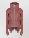 Rick Owens Asymmetric Hem Leather Jacket Pockets In Red