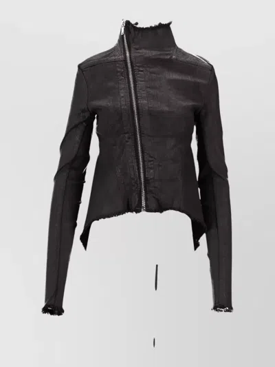 RICK OWENS ASYMMETRIC HEM LONG SLEEVE JACKET